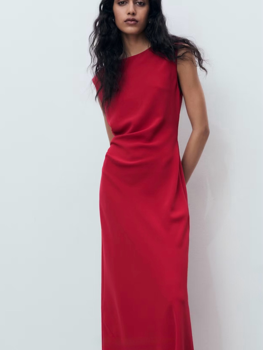 MANGO Red Maxi Column Dress Elegant Sleeveless Size 6